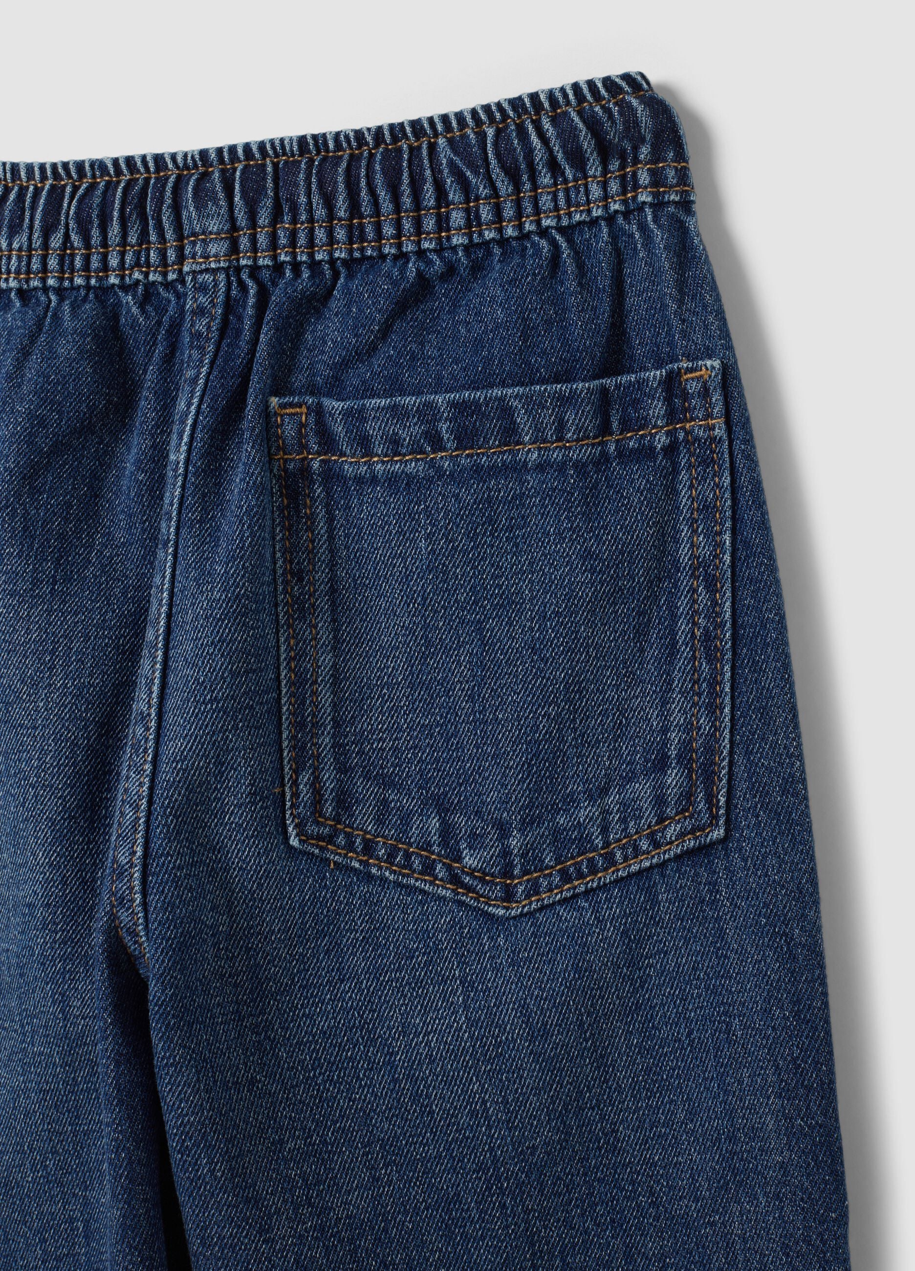 Navy cotton-viscose blend joggers with drawstring for boys