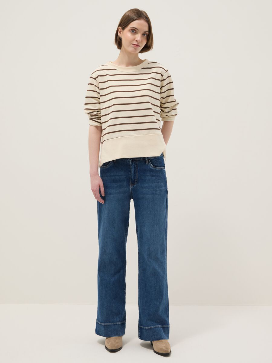 Multicolour striped stretch cotton blend sweater regular fit_1