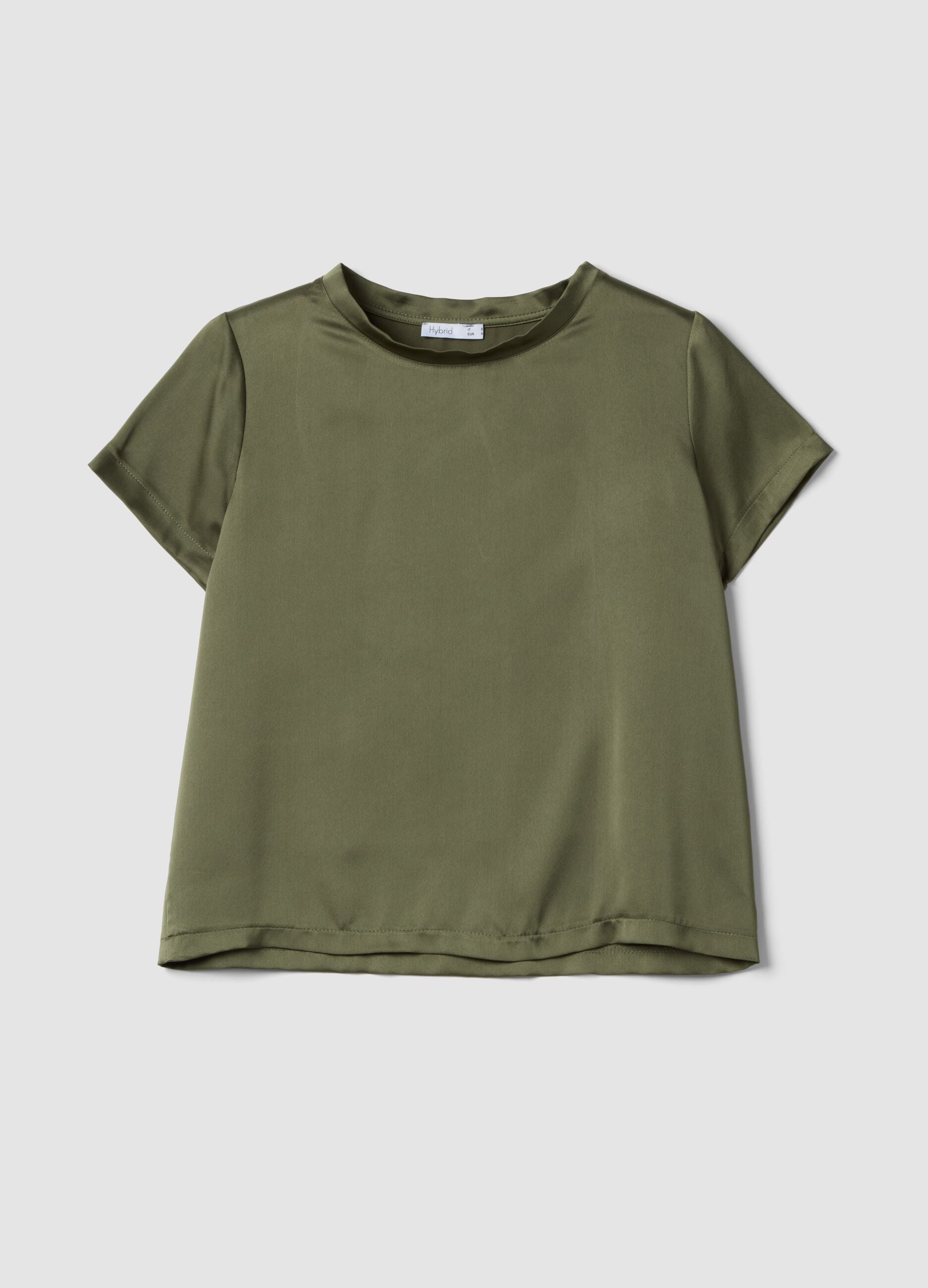 Green crew-neck regular fit T-shirt