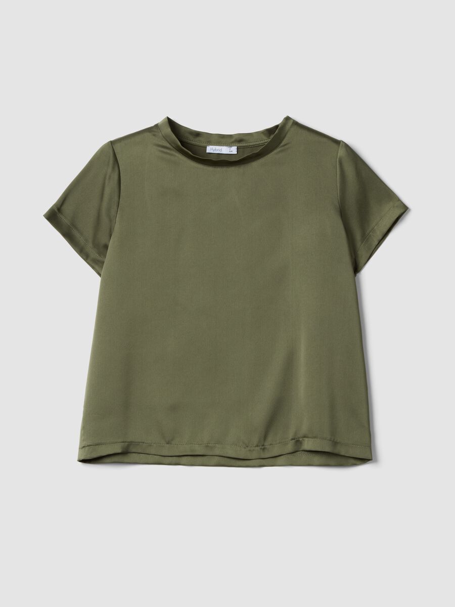 T-shirt verde a maniche corte con collo morbido regular fit_4