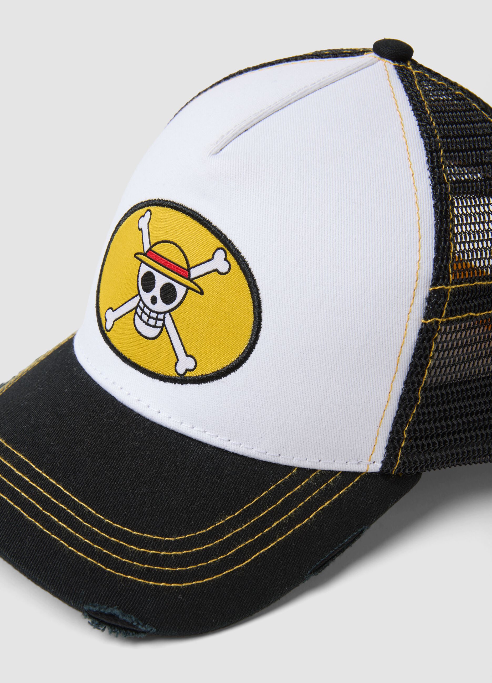 Multicolour pure cotton baseball cap with One Piece embroidery