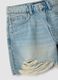 Light blue pure cotton denim shorts with frayed hems_5