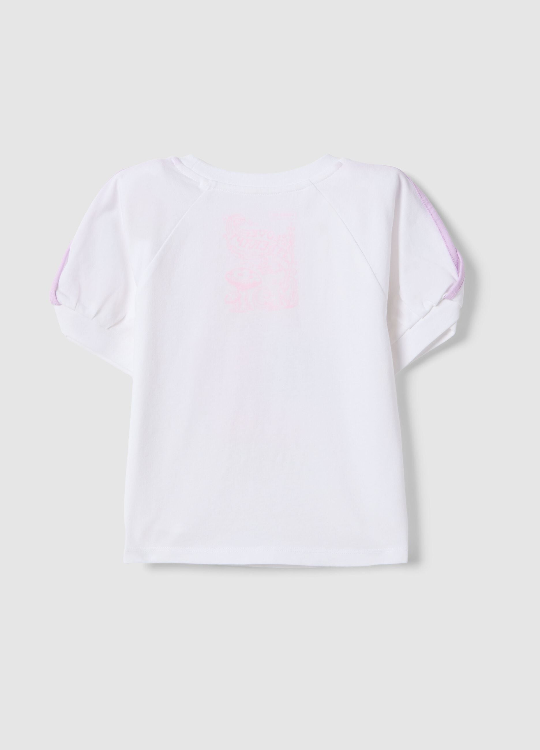White stretch cotton T-shirt for girls with ice cream print