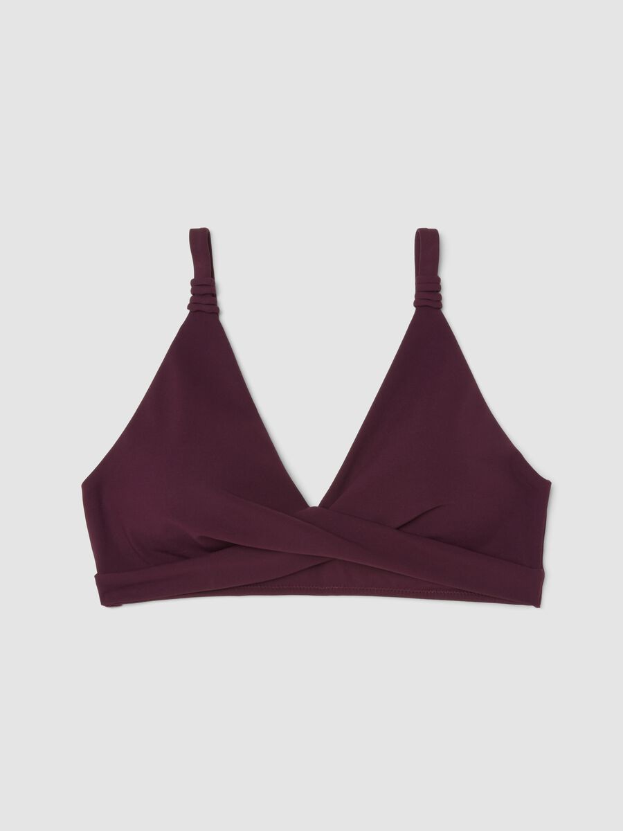 Purple triangle bikini top in stretch fabric with shaping effect_4