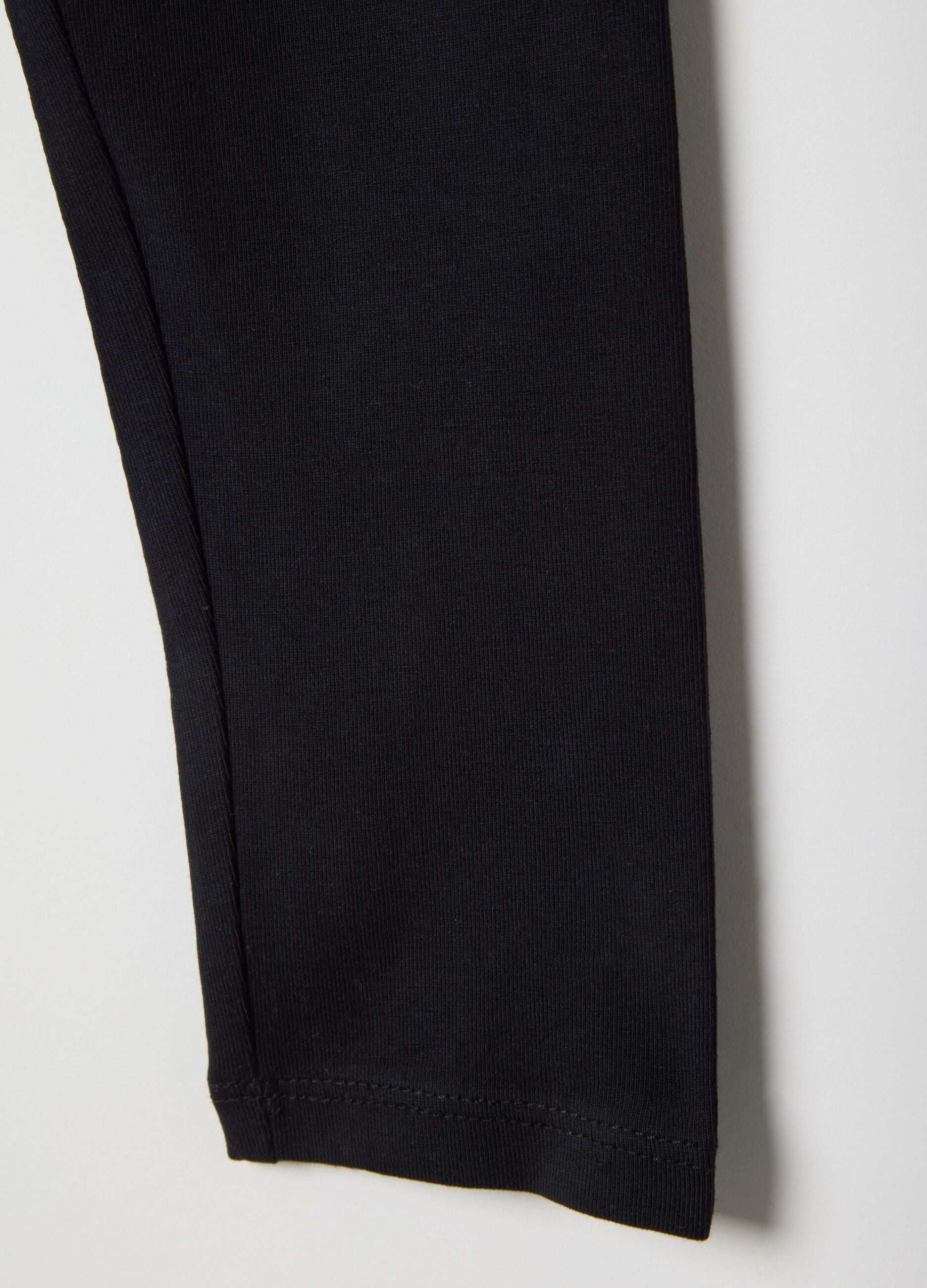 Girls' Slim Fit Black Stretch Cotton Leggings