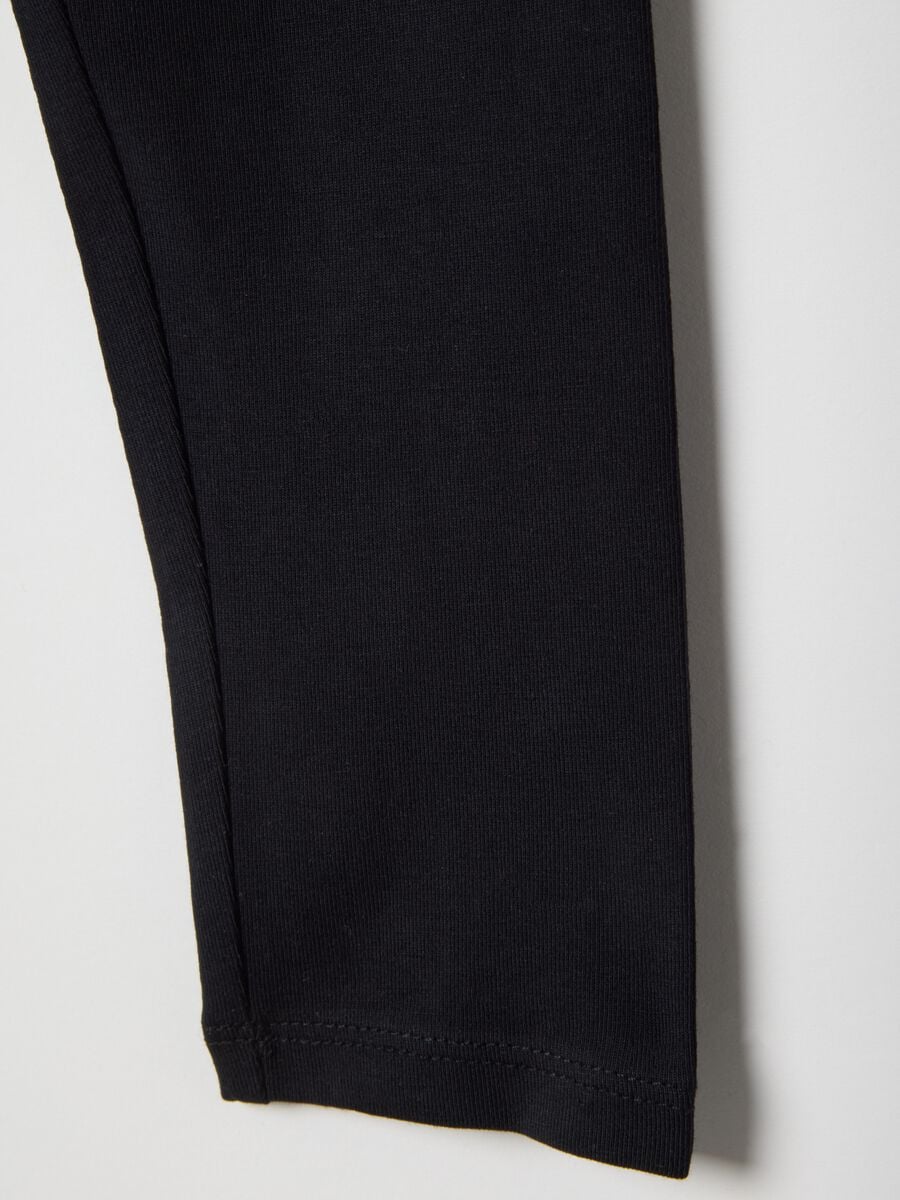 Girls' Slim Fit Black Stretch Cotton Leggings_3