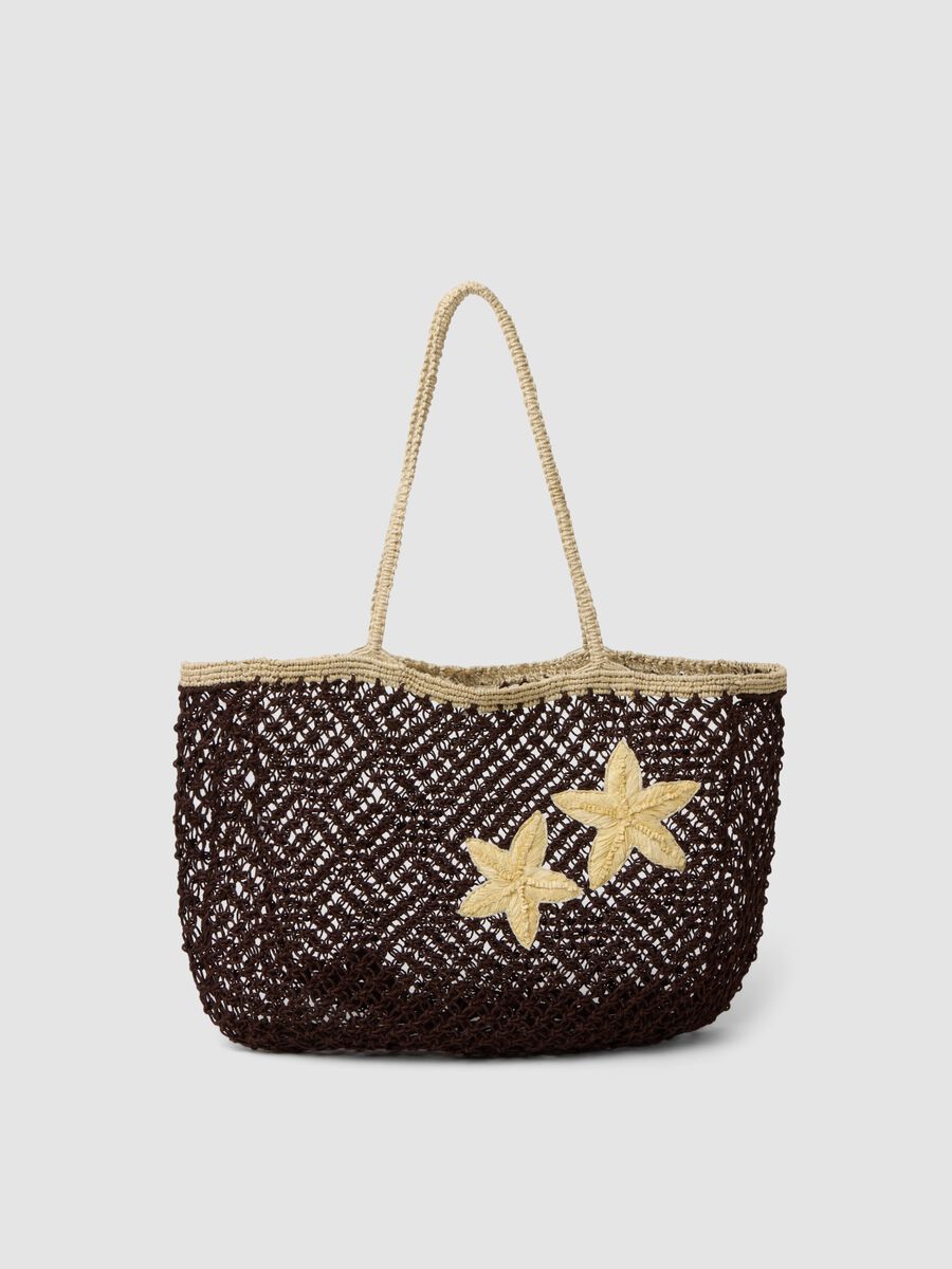 Borsa da mare in misto juta a rete traforata multicolor_0