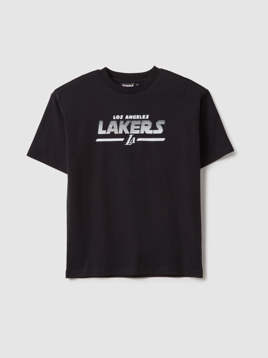 T-shirt in puro cotone nero da bambino regular fit con logo Lakers_3