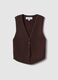 Brown viscose blend waistcoat regular fit deep V_4