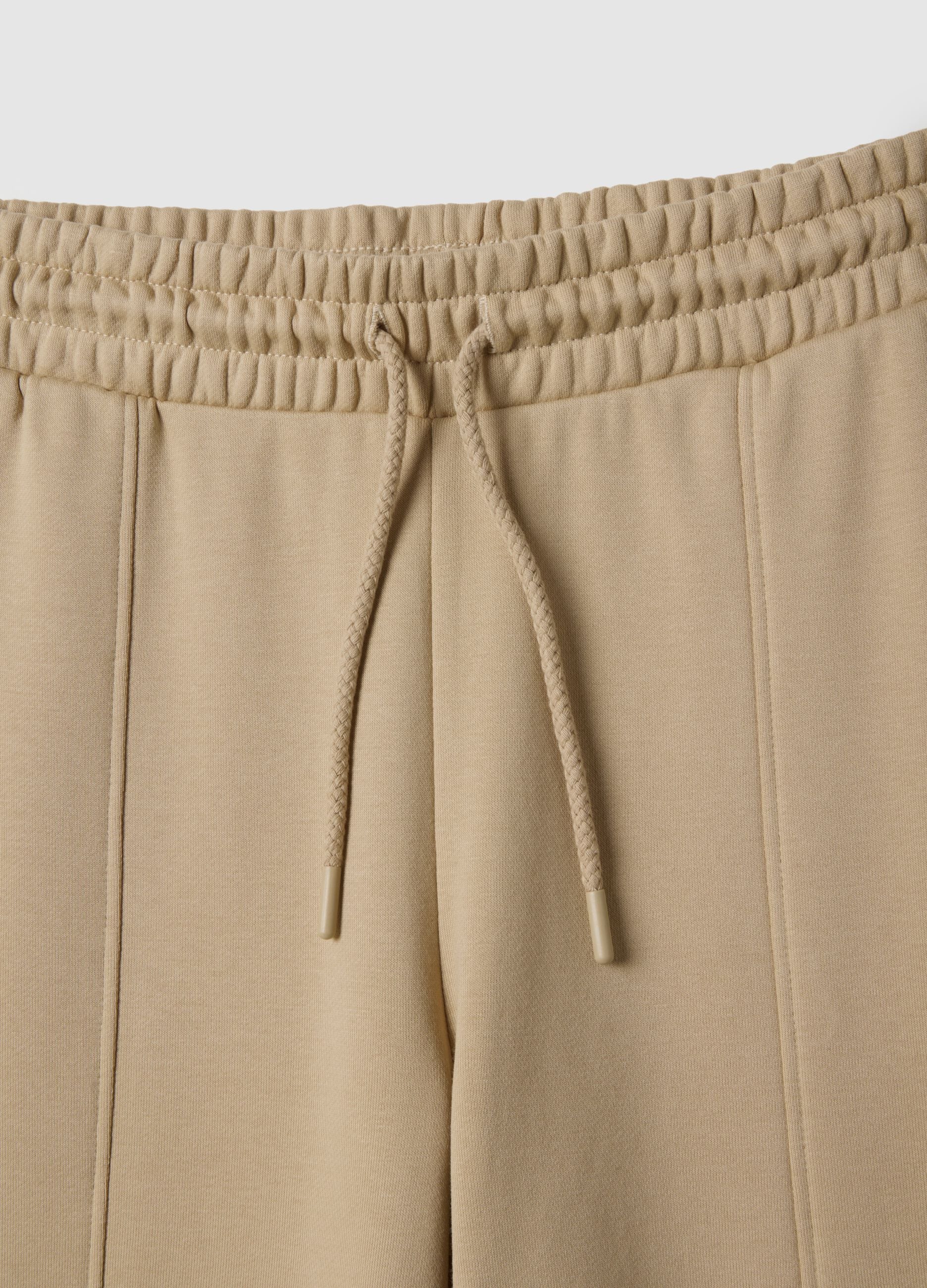 Pantaloni jogger in misto cotone beige regular fit