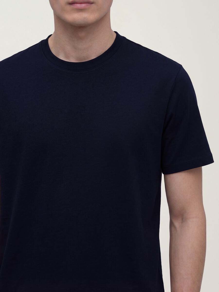 Black mercerised pure cotton regular-fit crew-neck T-shirt_3