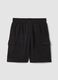 Black cotton-blend cargo pocket Bermuda shorts, relaxed fit_4