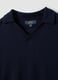 Blue viscose-blend polo with V-neck and collar, regular fit_5