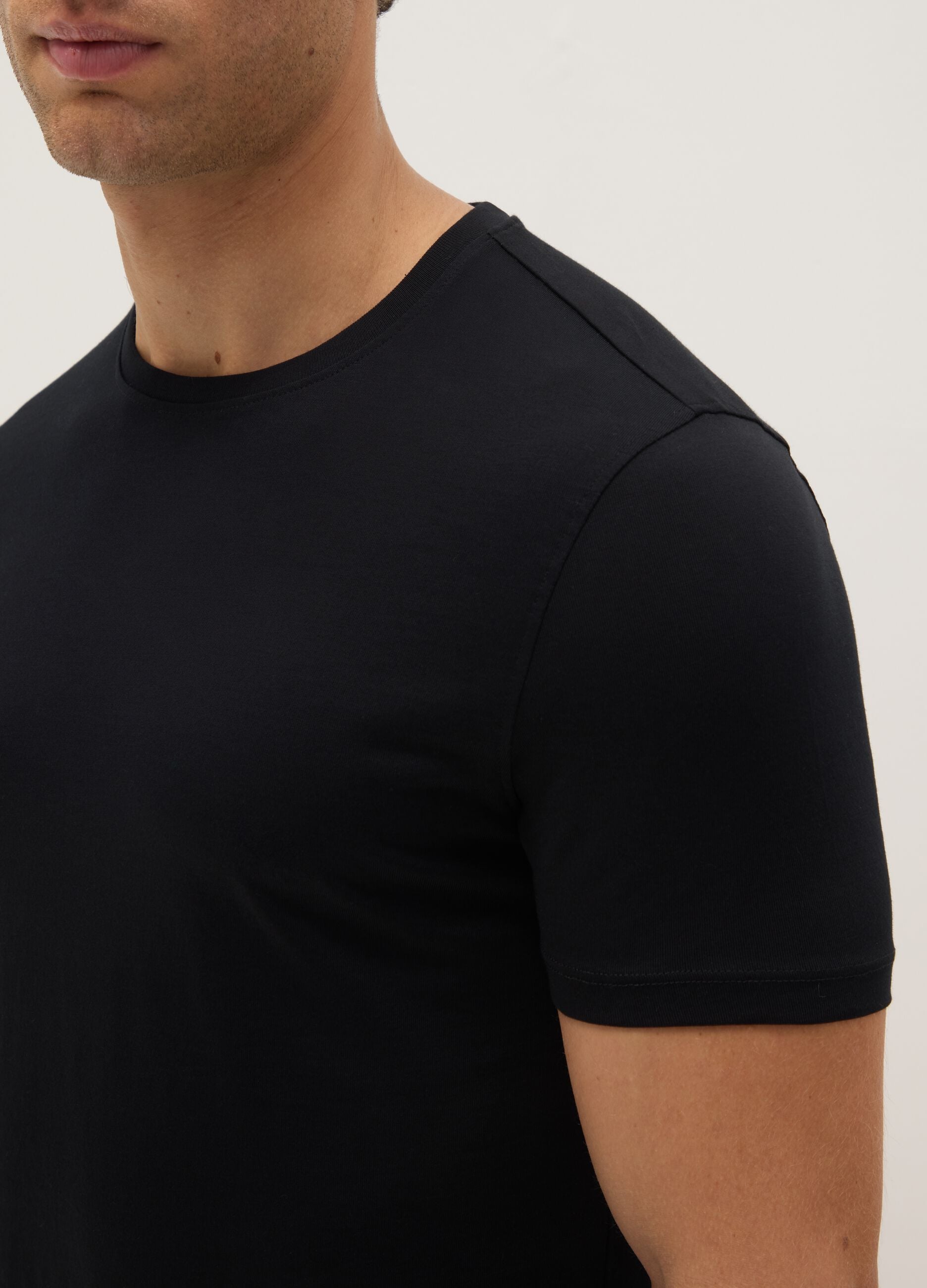 Black pure cotton regular fit T-shirt