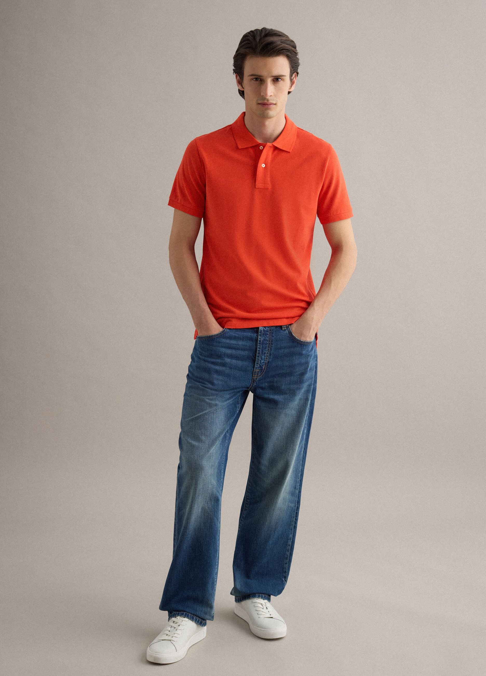 Polo in puro cotone Supima arancione regular fit