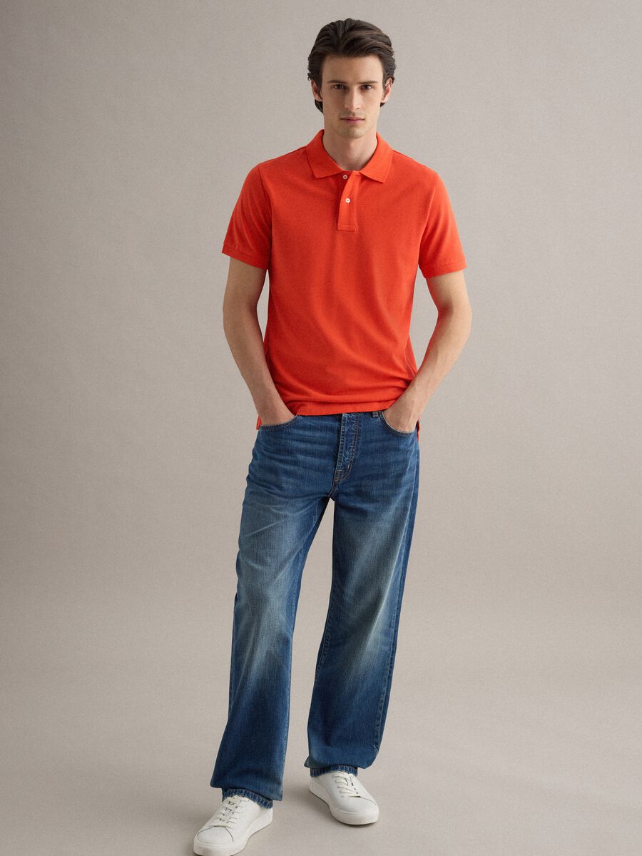 Orange Supima cotton polo shirt, regular fit_2
