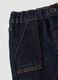 Blue stretch-cotton denim trousers with teddy bear embroidery for baby_3