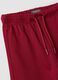 Red pure cotton trousers with elasticated waist and bow for girls_3