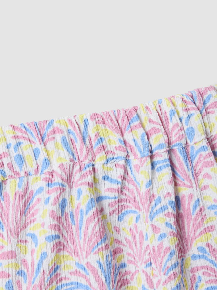 Pink stretch-fabric set with top and shorts for girls_2