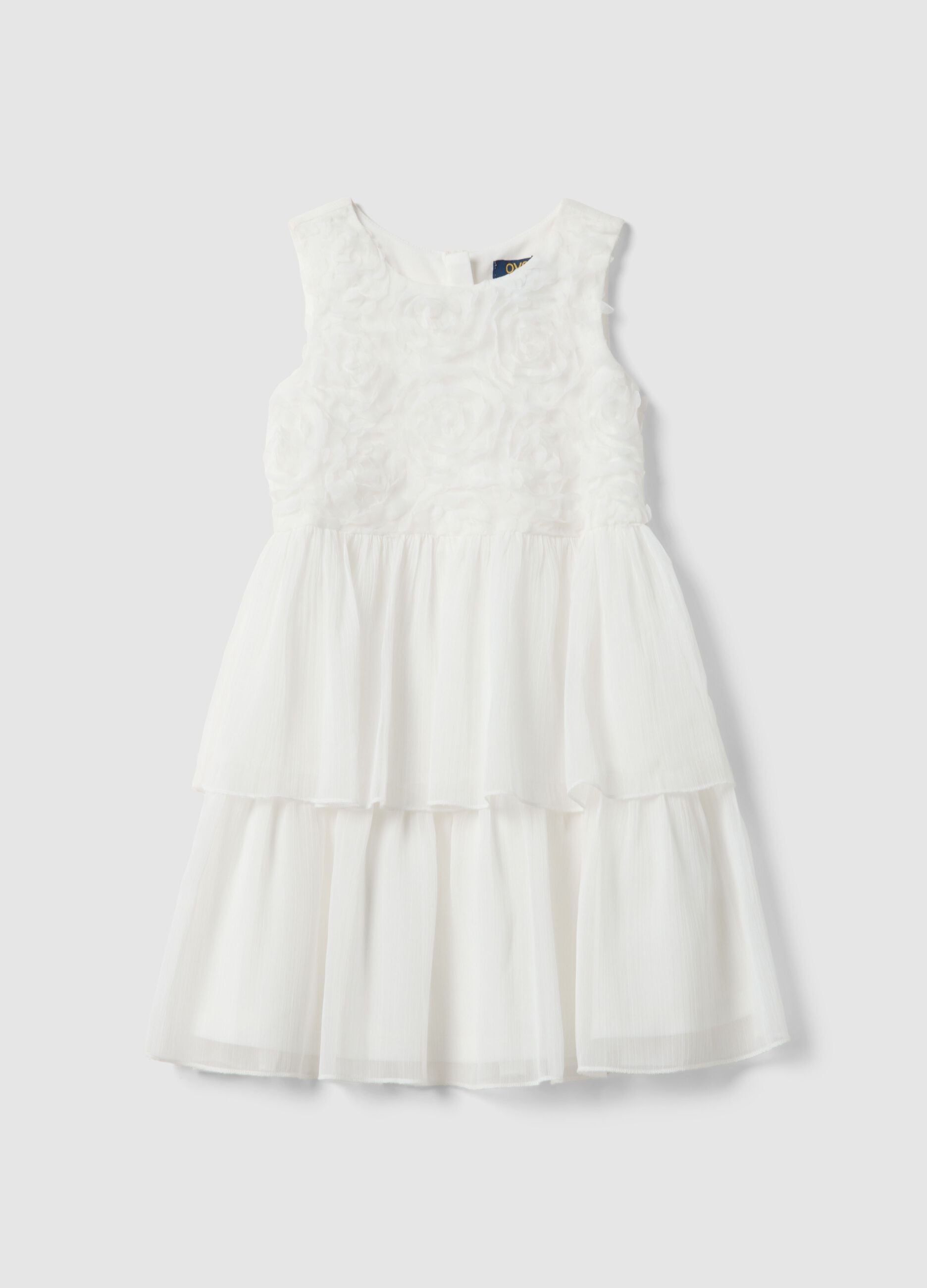 Girls' white regular-fit dress