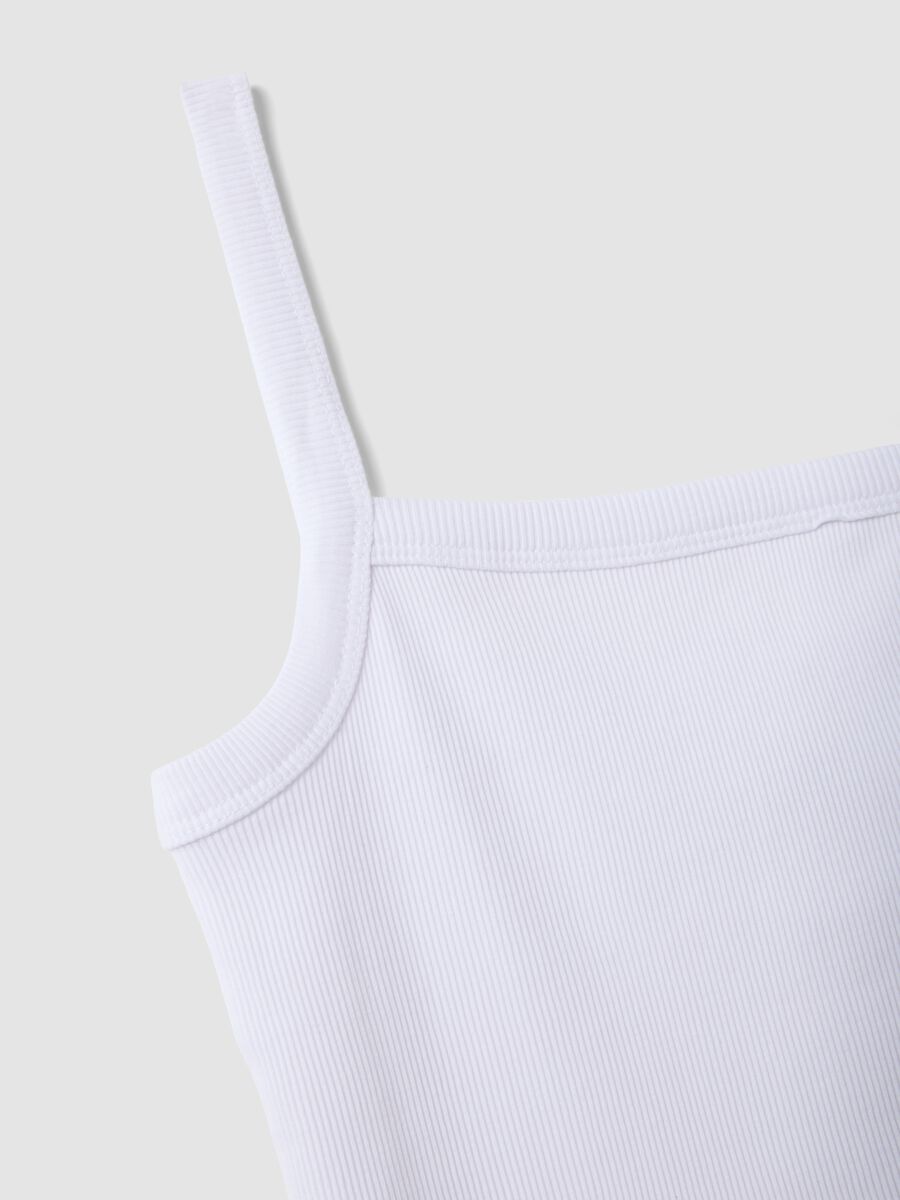 White pure cotton ribbed vest top_5