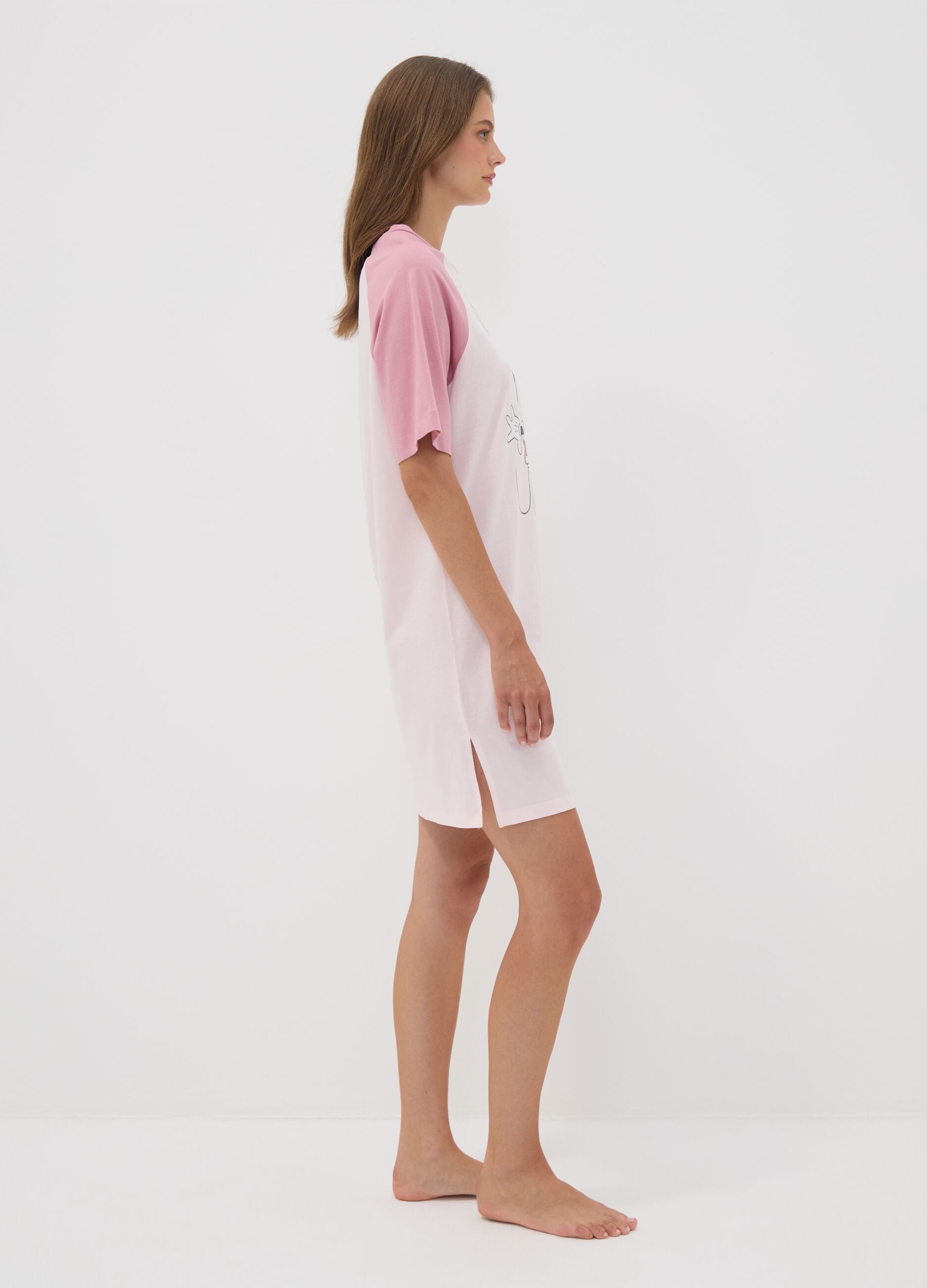 Pink pure organic cotton nightshirt with Minnie print