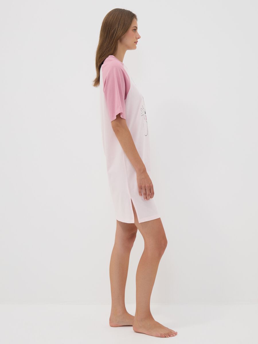 Camicia da notte rosa in puro cotone organico con stampa Minnie_1