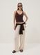White pure viscose trousers with drawstring, relaxed fit_0