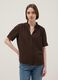 Brown regular-fit shirt with gathered collar_0