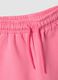 White and pink stretch cotton set with T-shirt and shorts_3