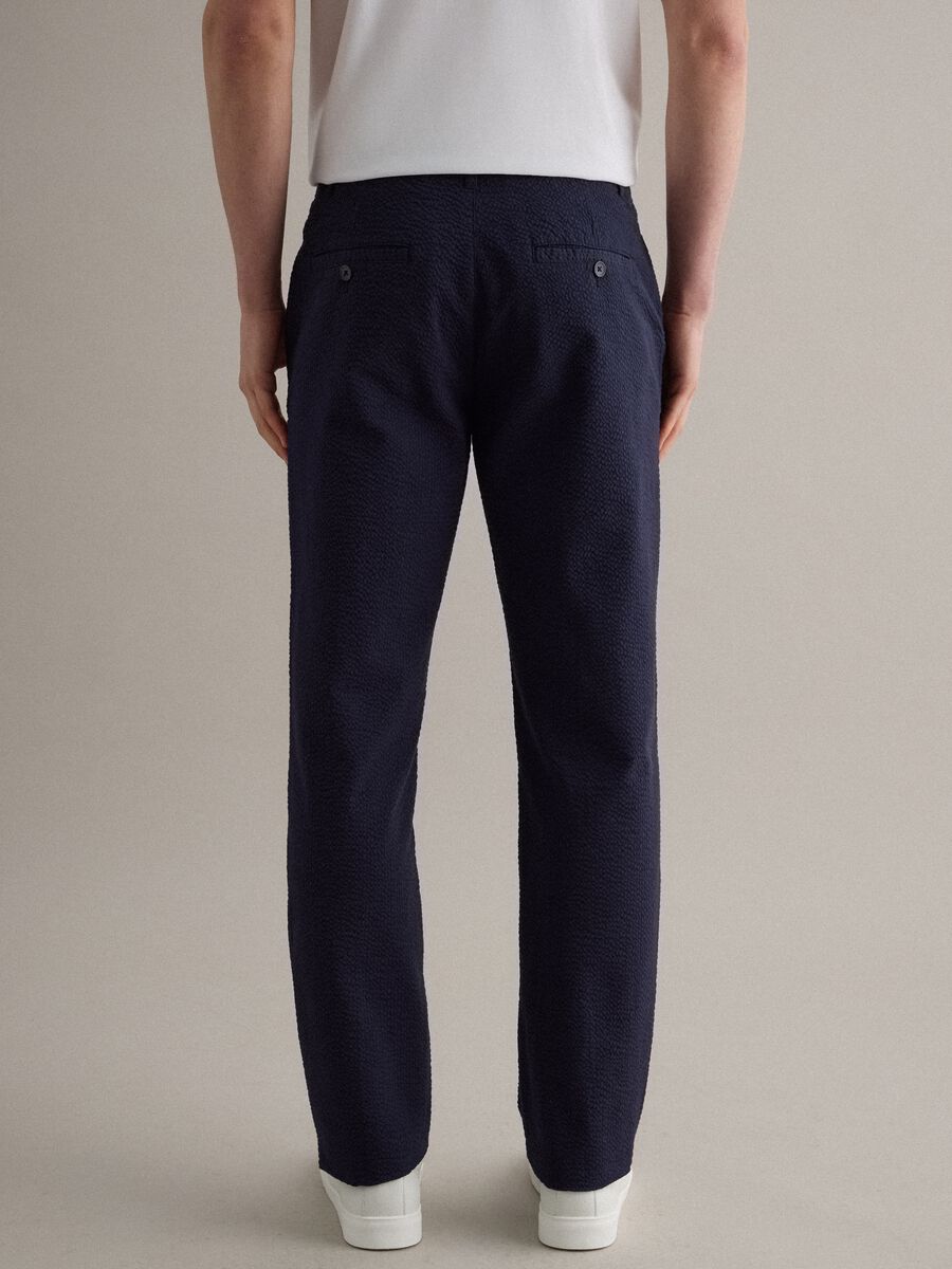 Regular fit blue stretch cotton chino trousers_2
