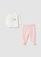 Pink and white organic cotton-blend set_0