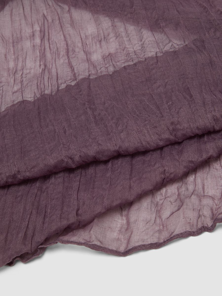 Purple semi-sheer crinkled-effect scarf_1