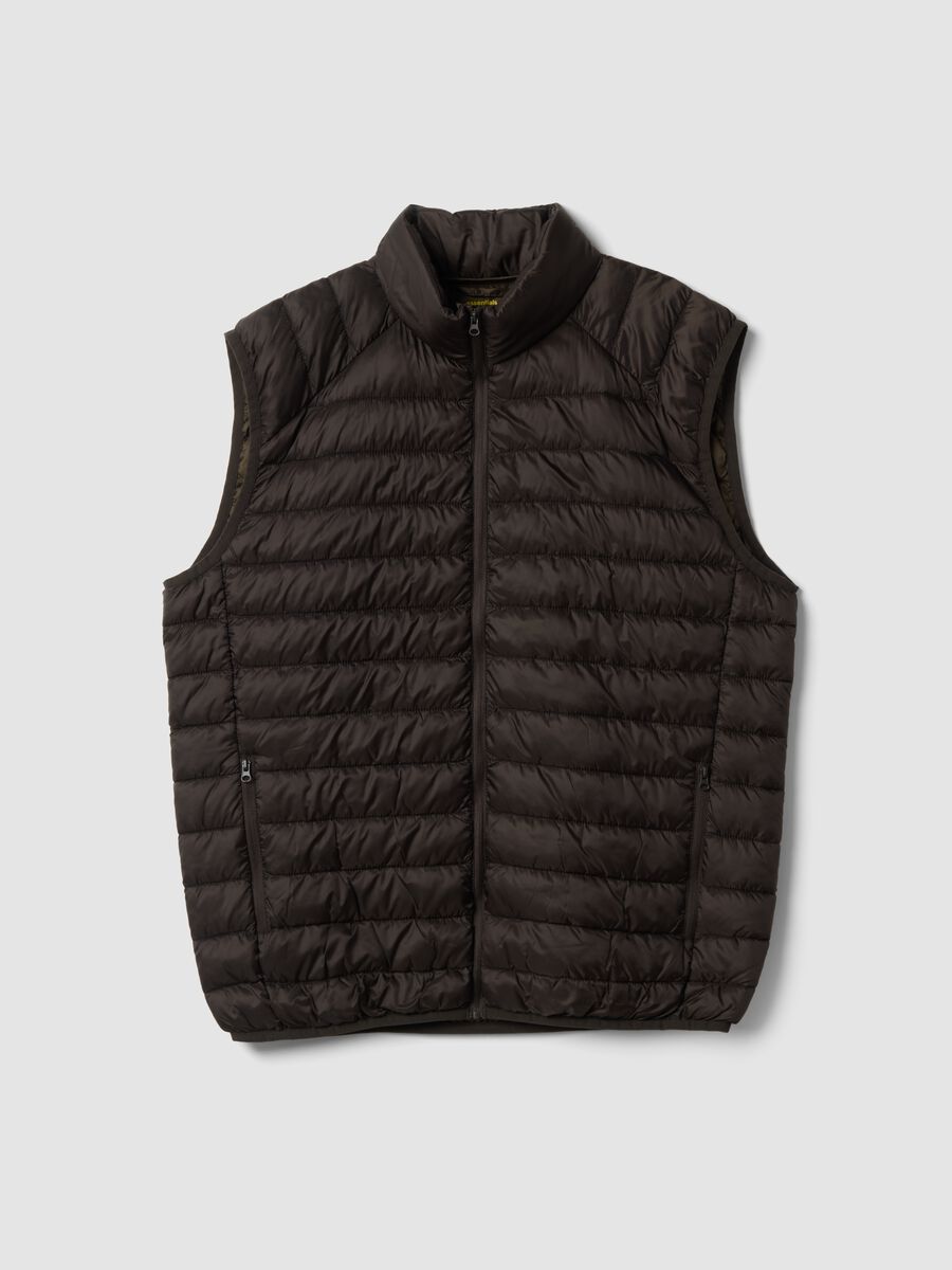 Brown Ultralight Padded Gilet with Zip_4