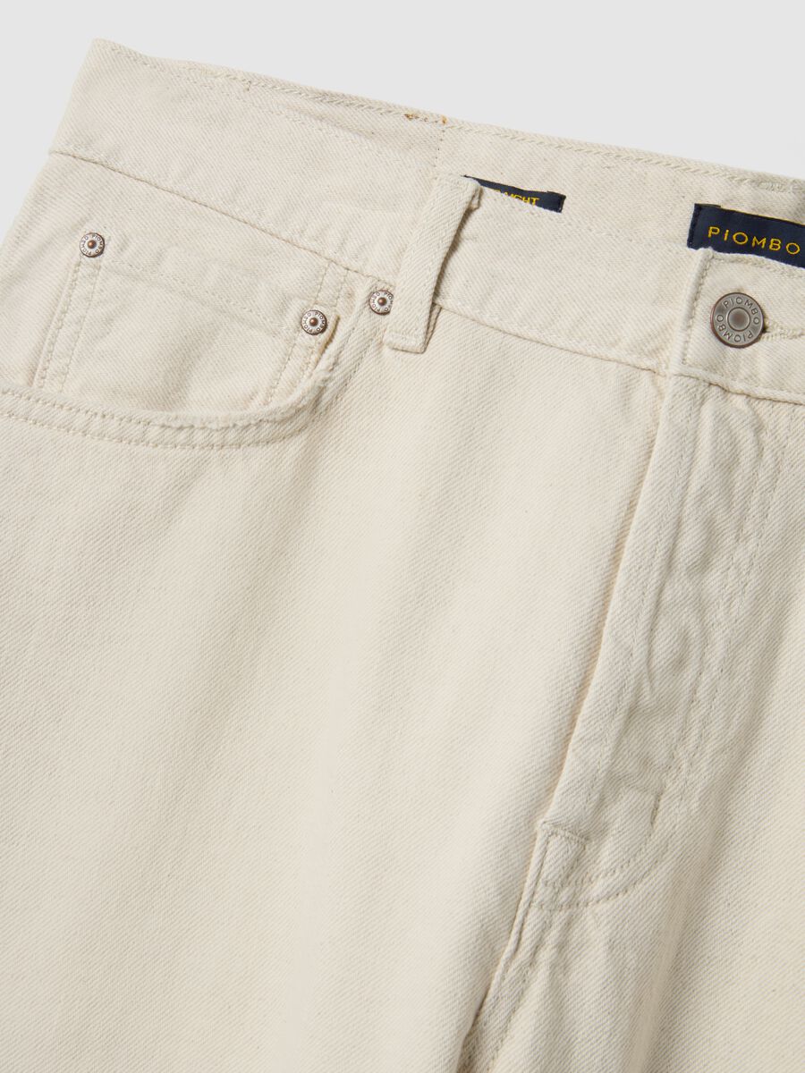 Beige regular fit cotton-linen blend jeans_6