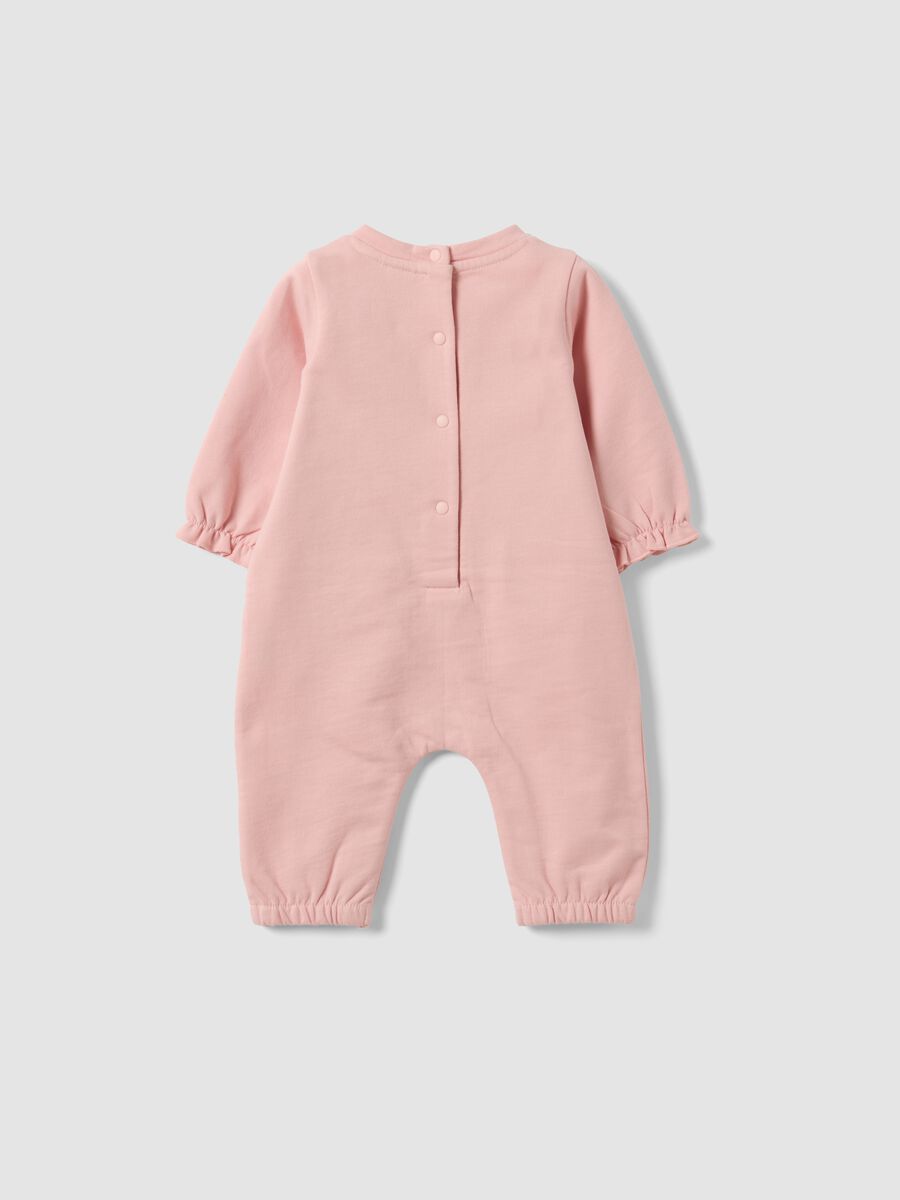 Pink organic cotton baby girl sleepsuit with Stitch print_1