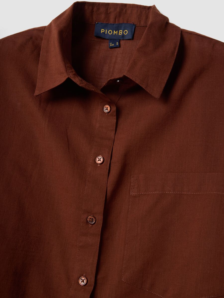 Brown pure cotton oversized shirt_5