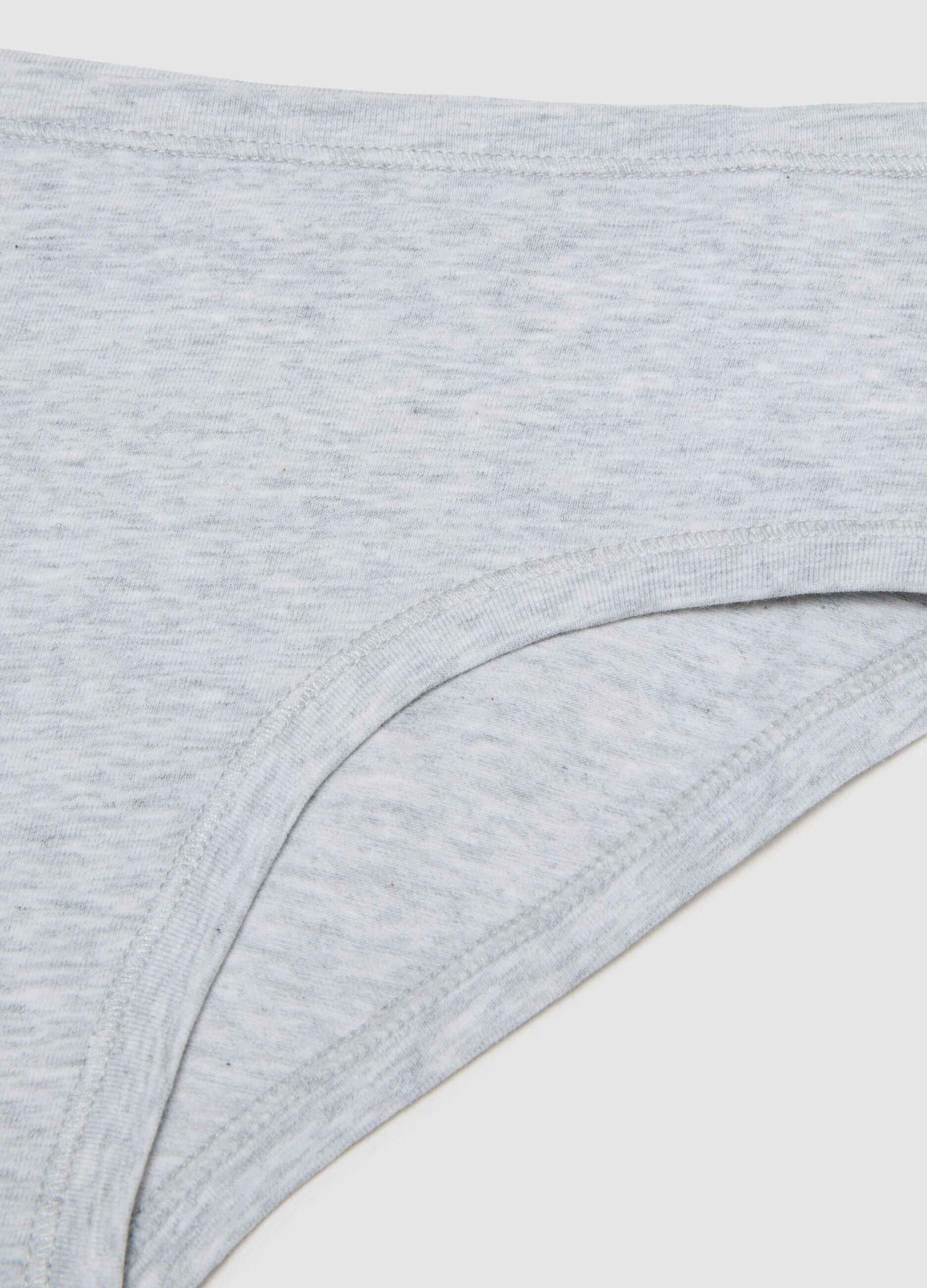 Grey stretch cotton regular fit girl's briefs