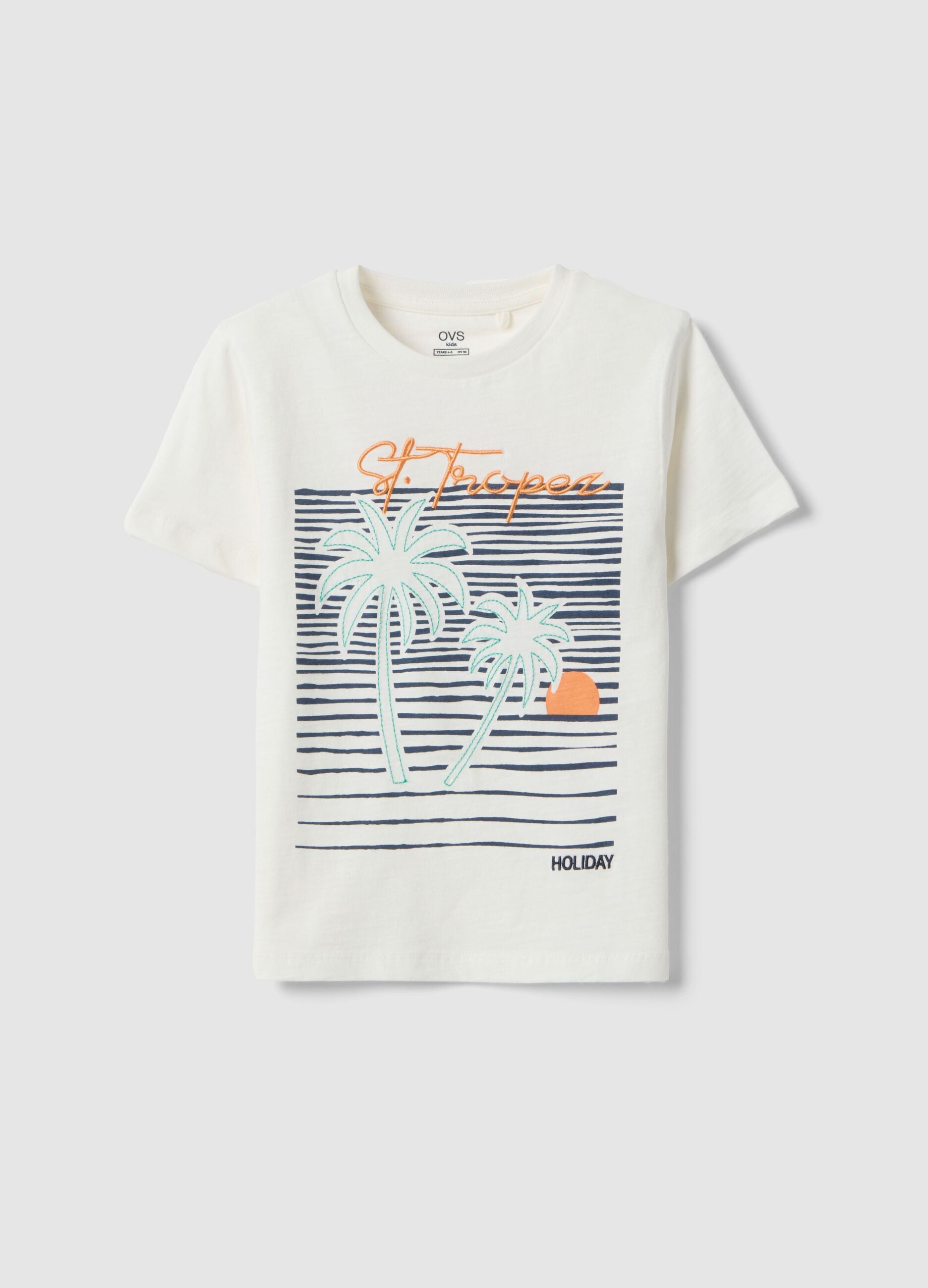 White pure cotton regular fit kids t-shirt with print