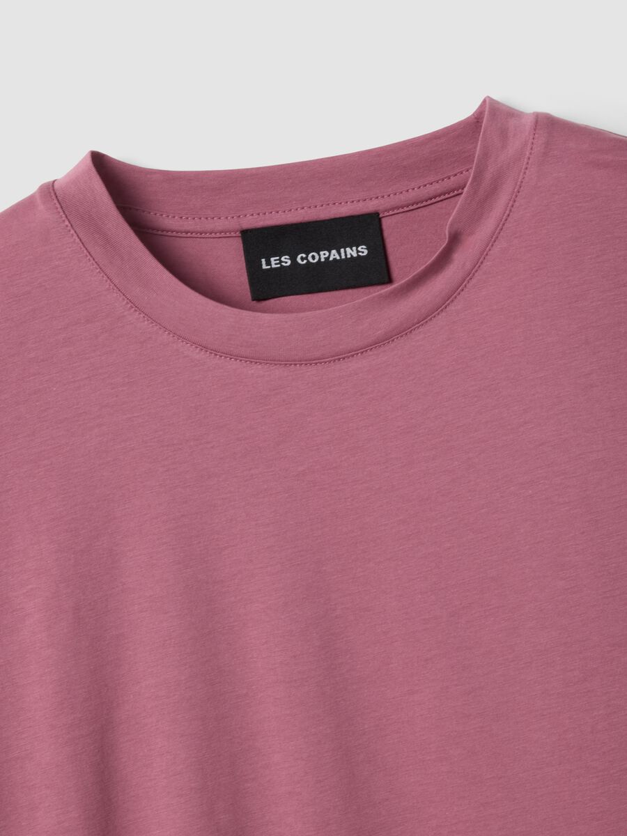 Pink short-sleeve T-shirt in lyocell and cotton blend_5