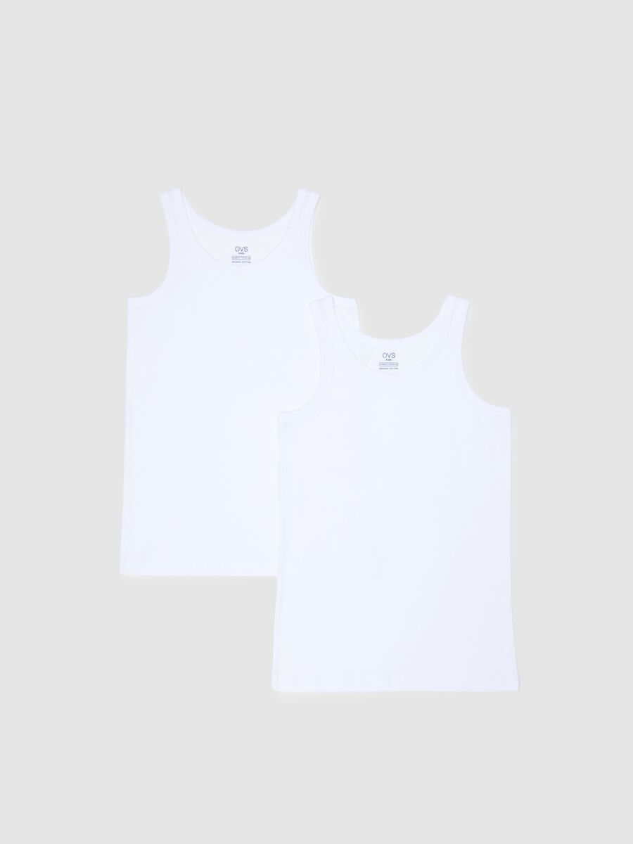 Twin pack boys' white vests in pure cotton regular fit_0