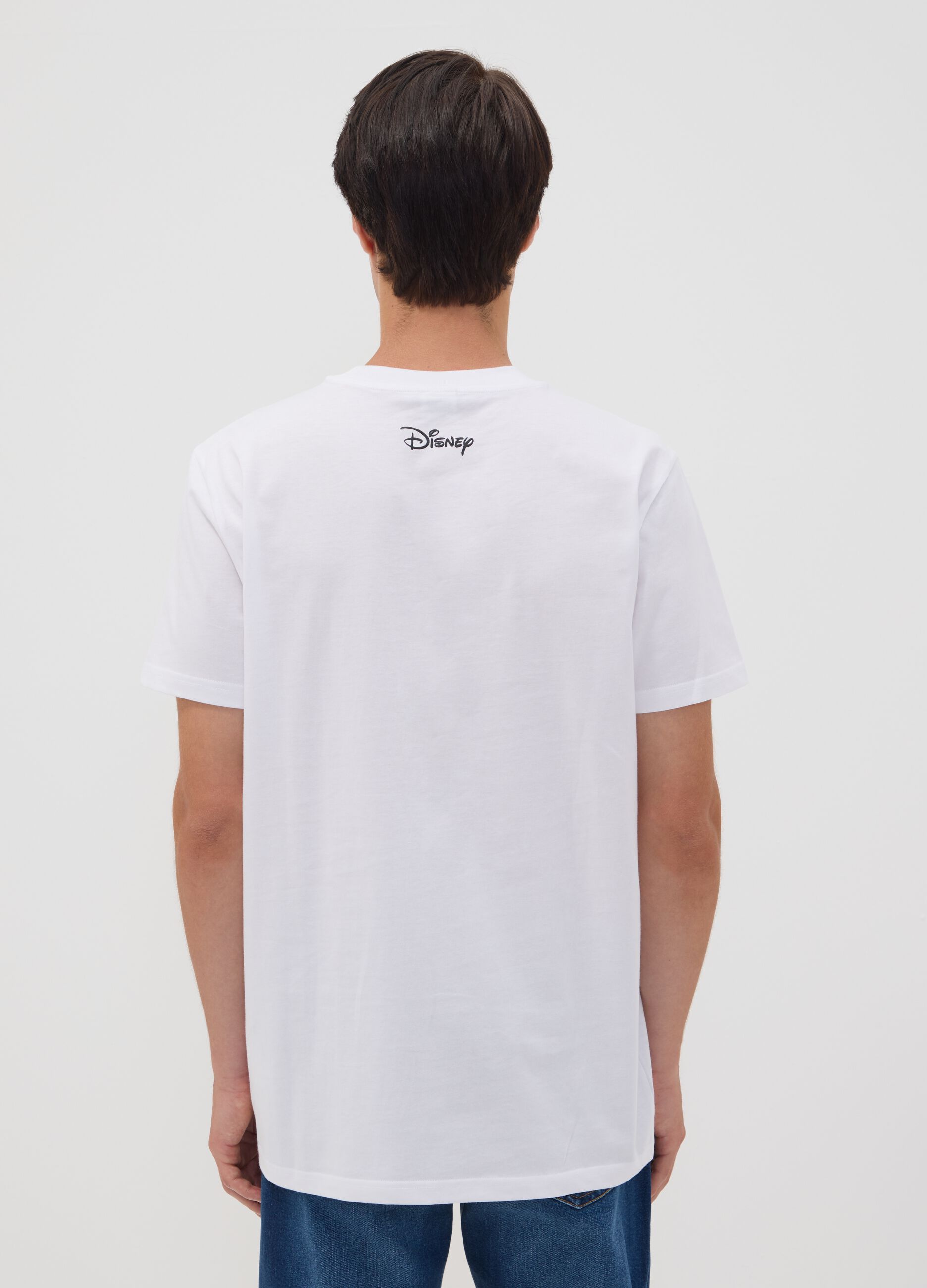 White pure cotton T-shirt with Disney print