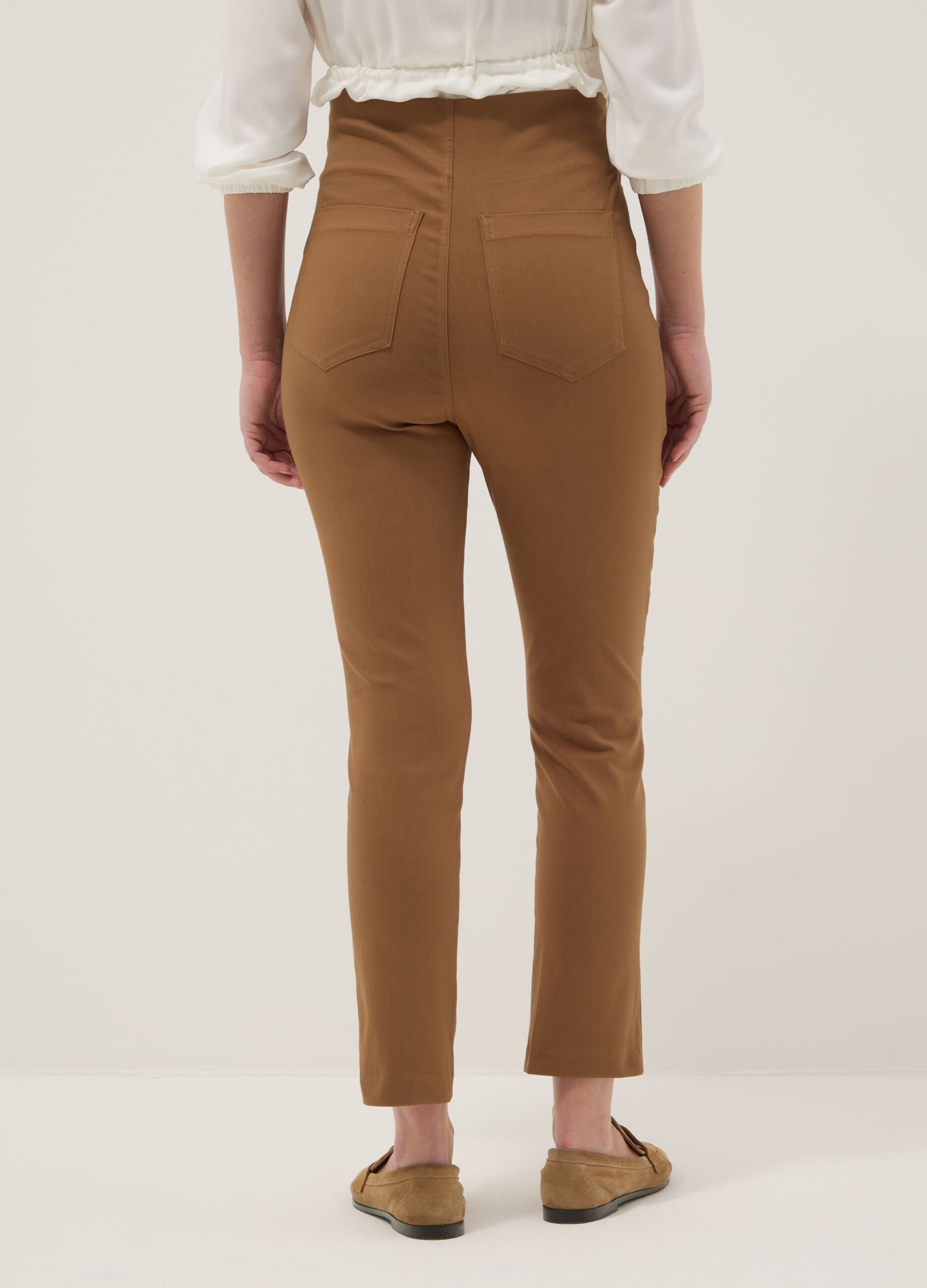 Brown Slim Maternity Trousers in Stretch Viscose