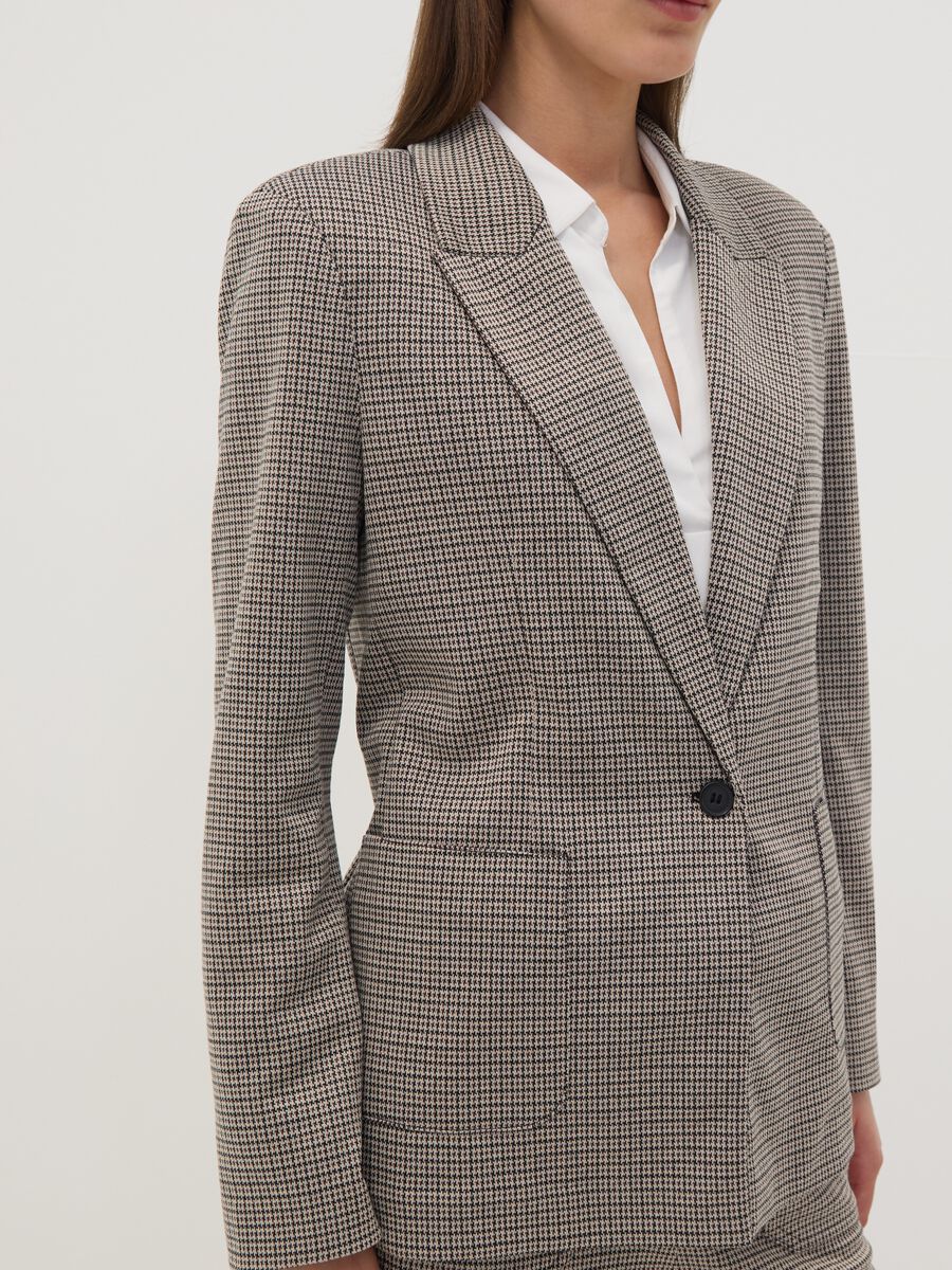 Beige patterned stretch viscose blazer_2