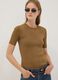 Brown fitted rib-knit viscose blend top_0
