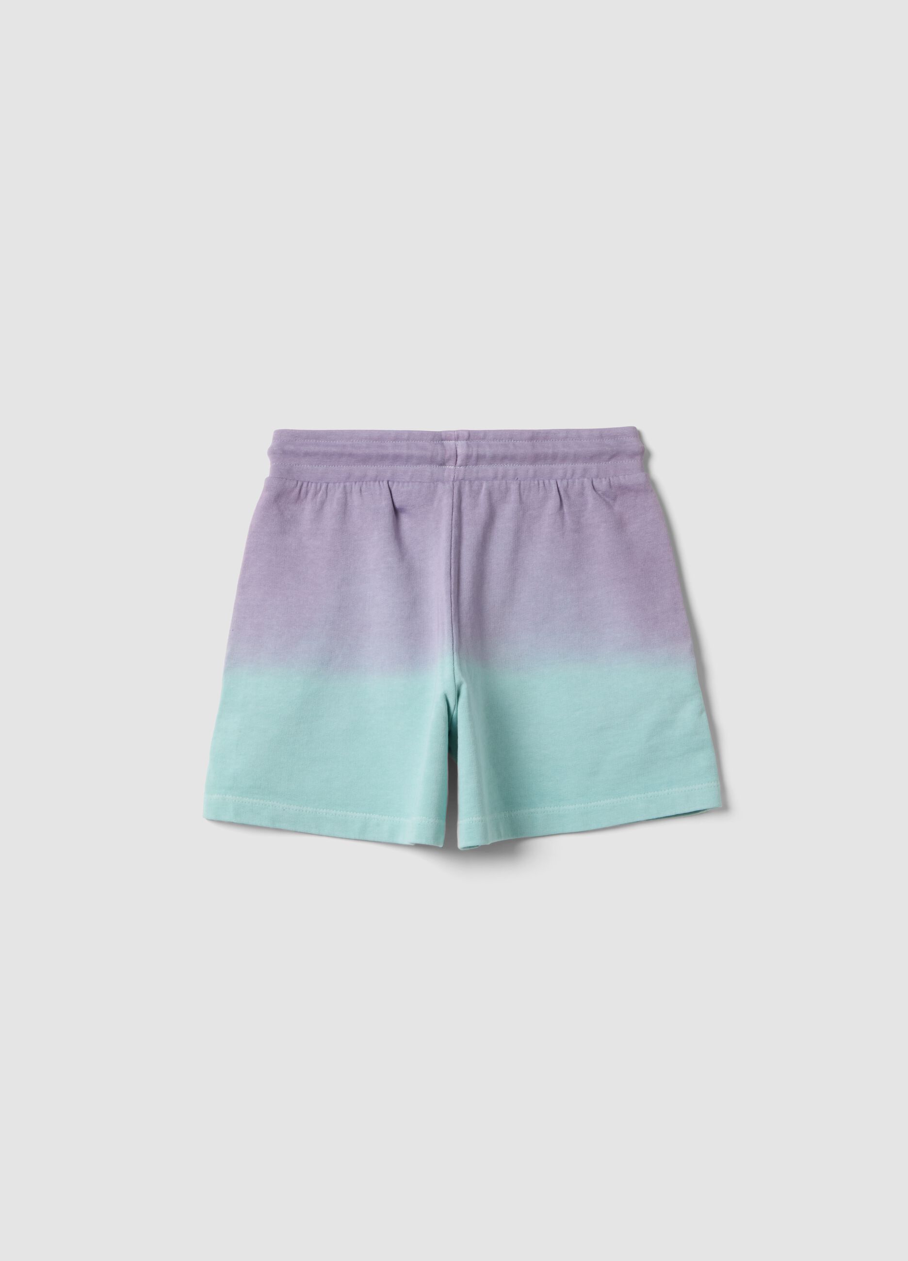 Purple pure-cotton gradient shorts for girls, relaxed fit