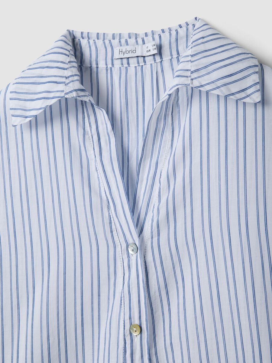 Camicia bianca a righe azzurre in puro cotone regular fit_5