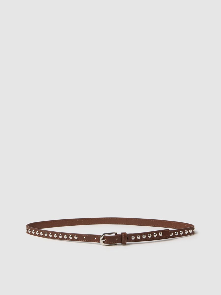 Cintura marrone con borchie argentate_0