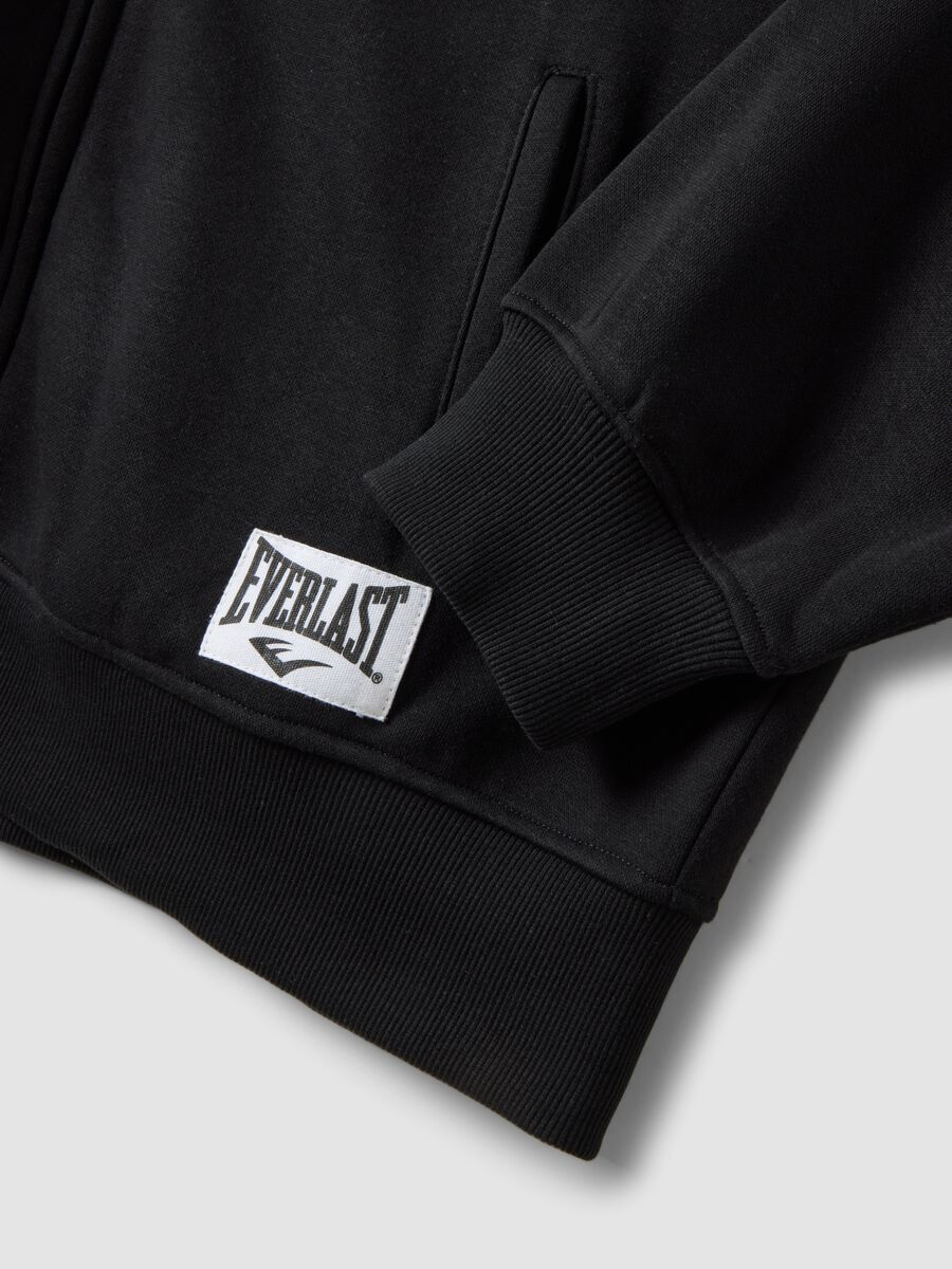 Black cotton-blend hoodie with print_1