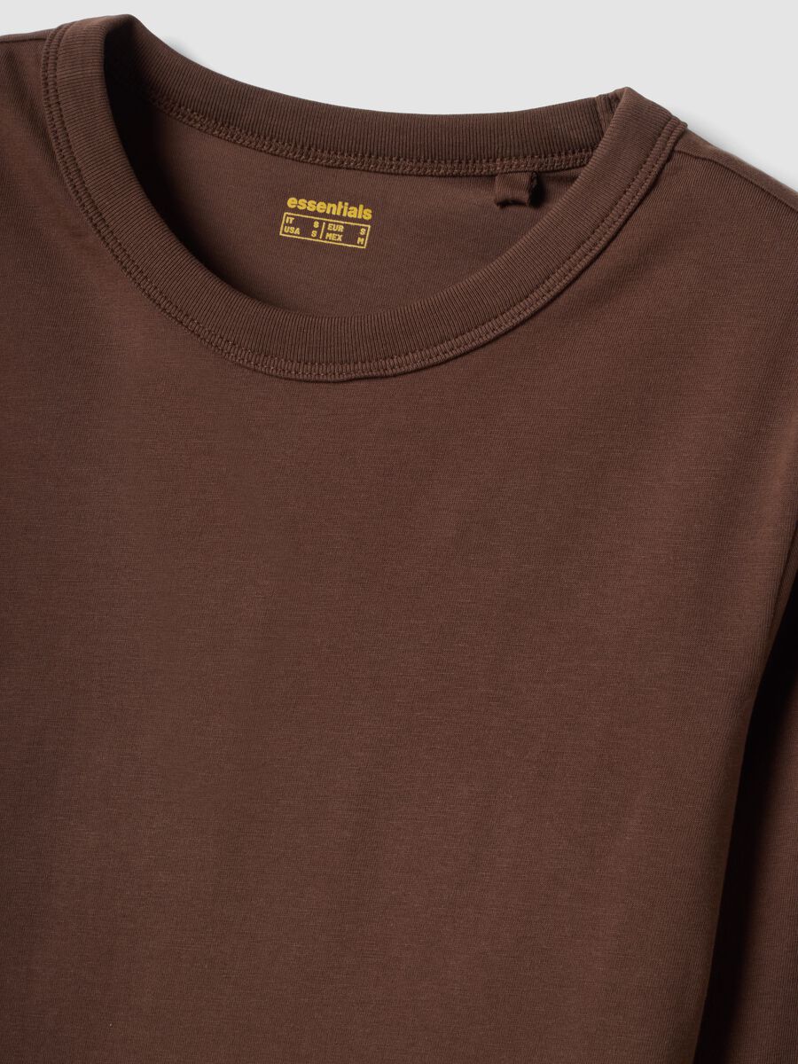 Brown long-sleeved pure cotton jersey T-shirt, regular fit_1